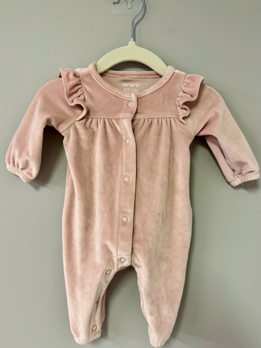 Carter's Blush Pink Velour Ruffle One-Piece